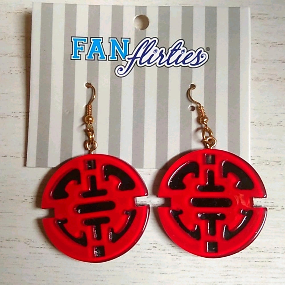 😻 3 For $15 Red & Black Round Lucite Dangles